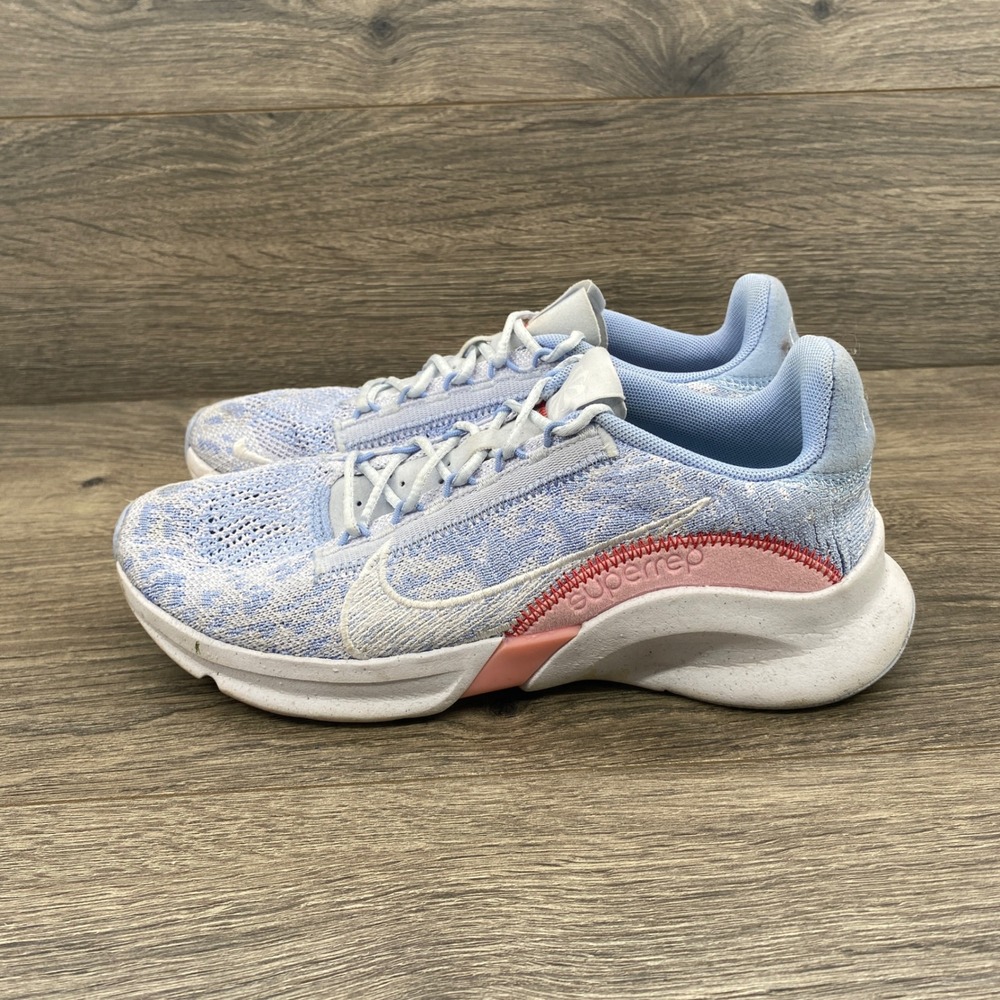 Nike SuperRep Go 3 Training Shoes Womens 7 Light Blue White Flyknit DH3393-005